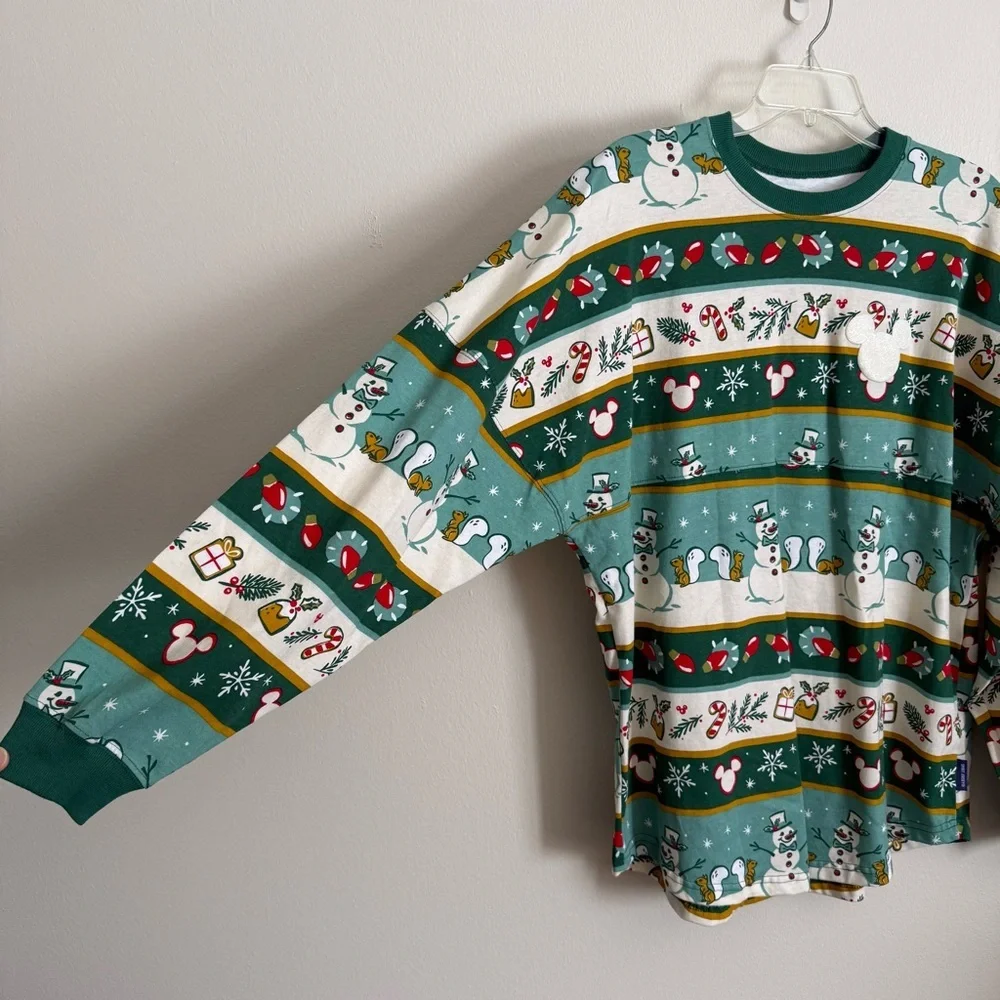 NWOT Disney Spirit Jersey Happy Holidays Long Sleeve Festive Shirt Medium - Picture 3 of 10